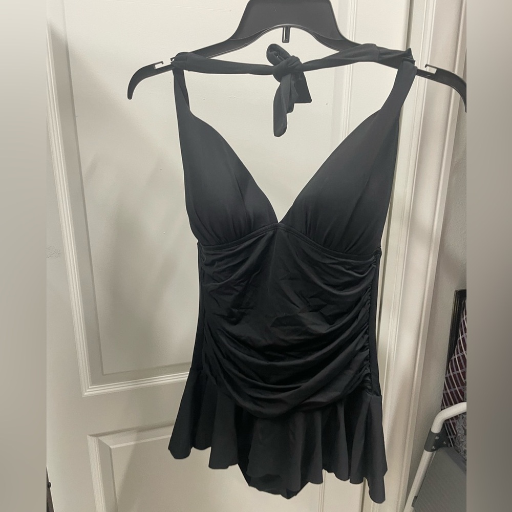 Chaps one piece, size 14, Black halter, tie top, bathing suit